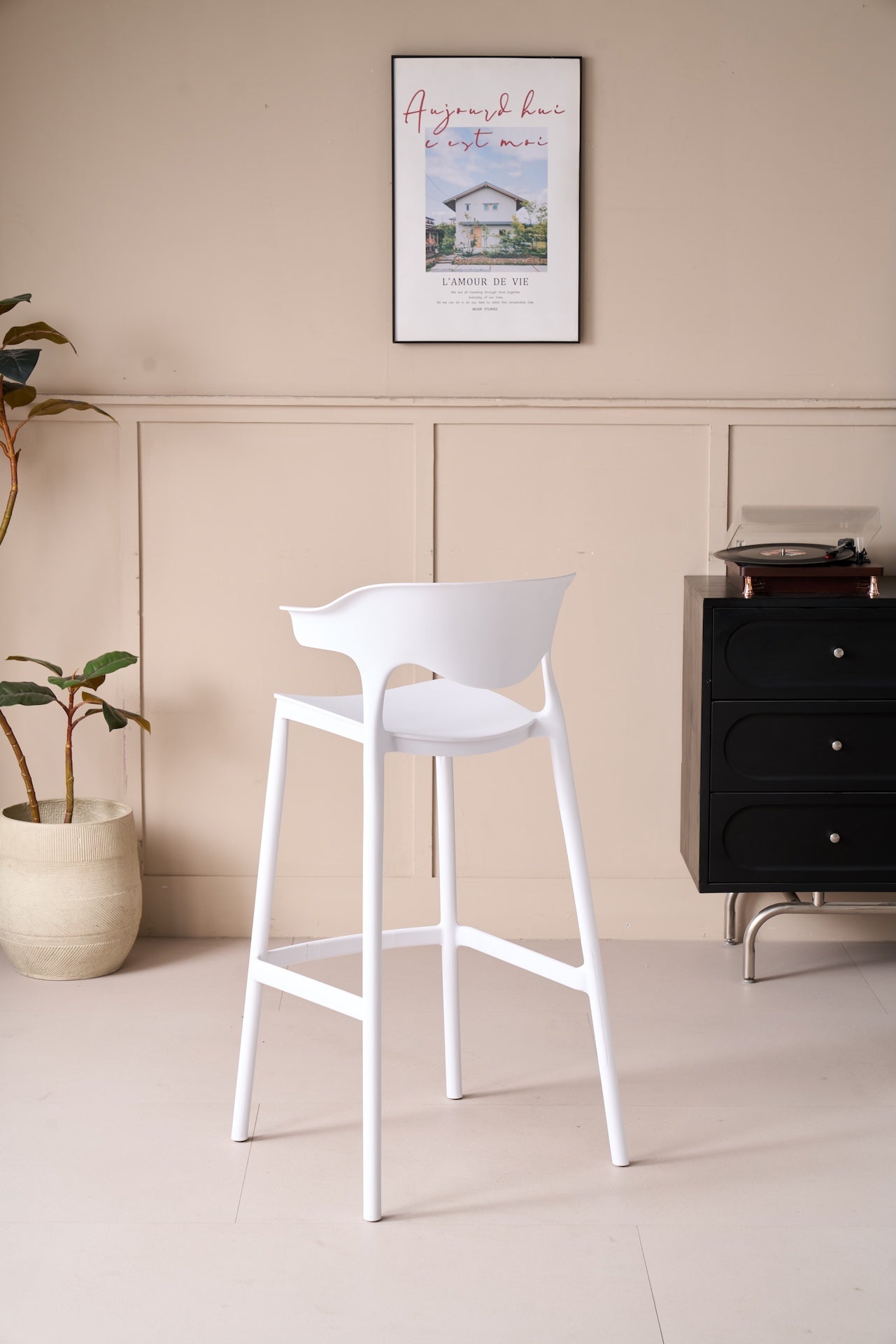 Silla para Bar Elena, Color Blanco, Diseño Moderno