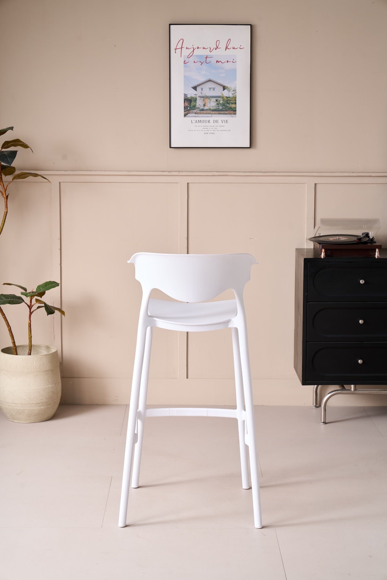 Silla para Bar Elena, Color Blanco, Diseño Moderno