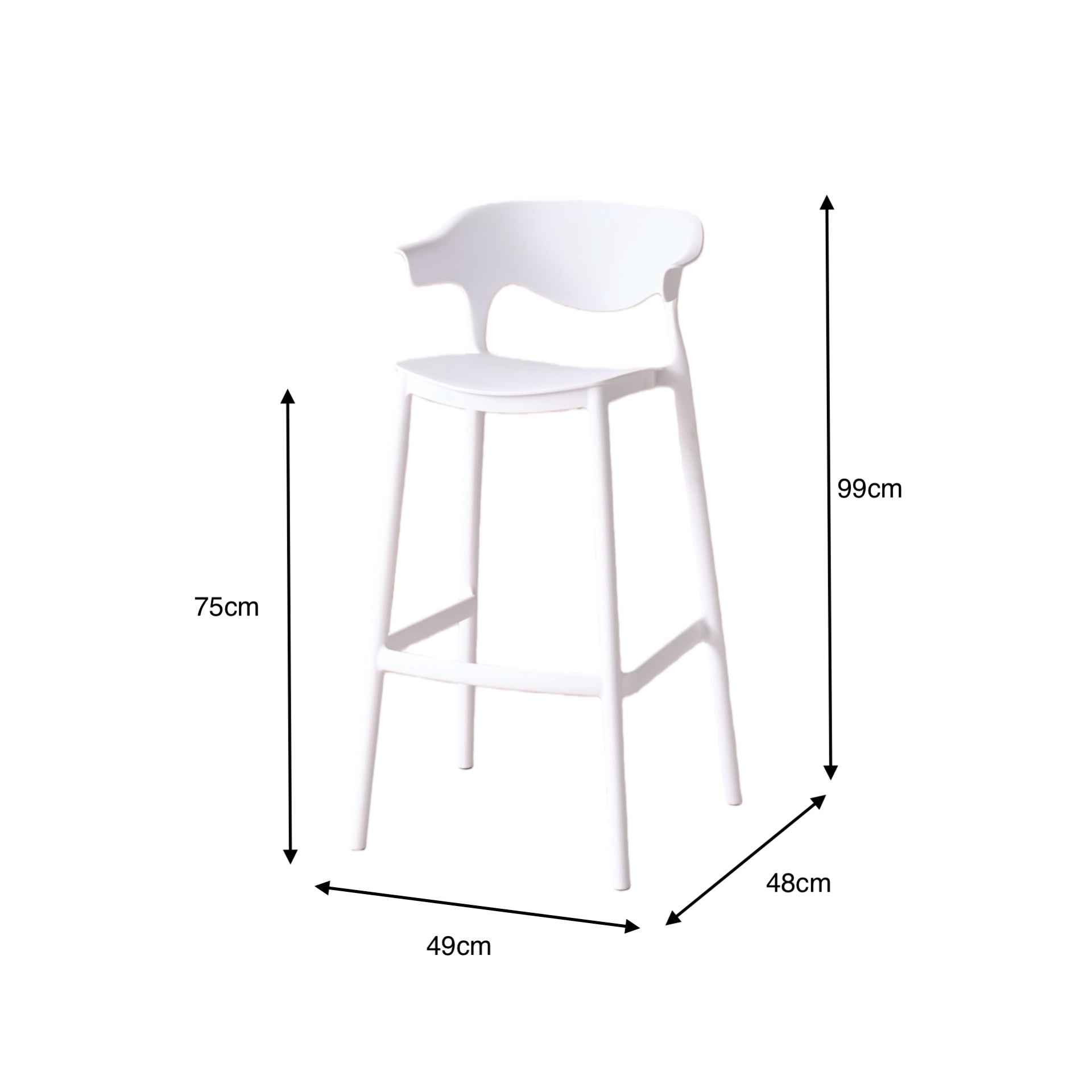 Silla para Bar Elena, Color Blanco, Diseño Moderno