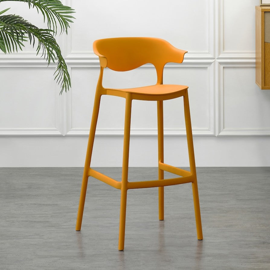 Set de 4 Sillas para Bar Elena, Color Naranja, Diseño Moderno