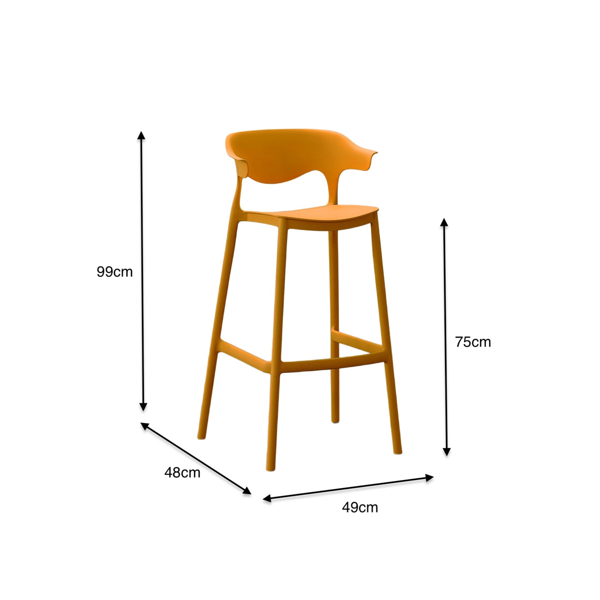 Silla para Bar Elena, Color Naranja, Diseño Moderno