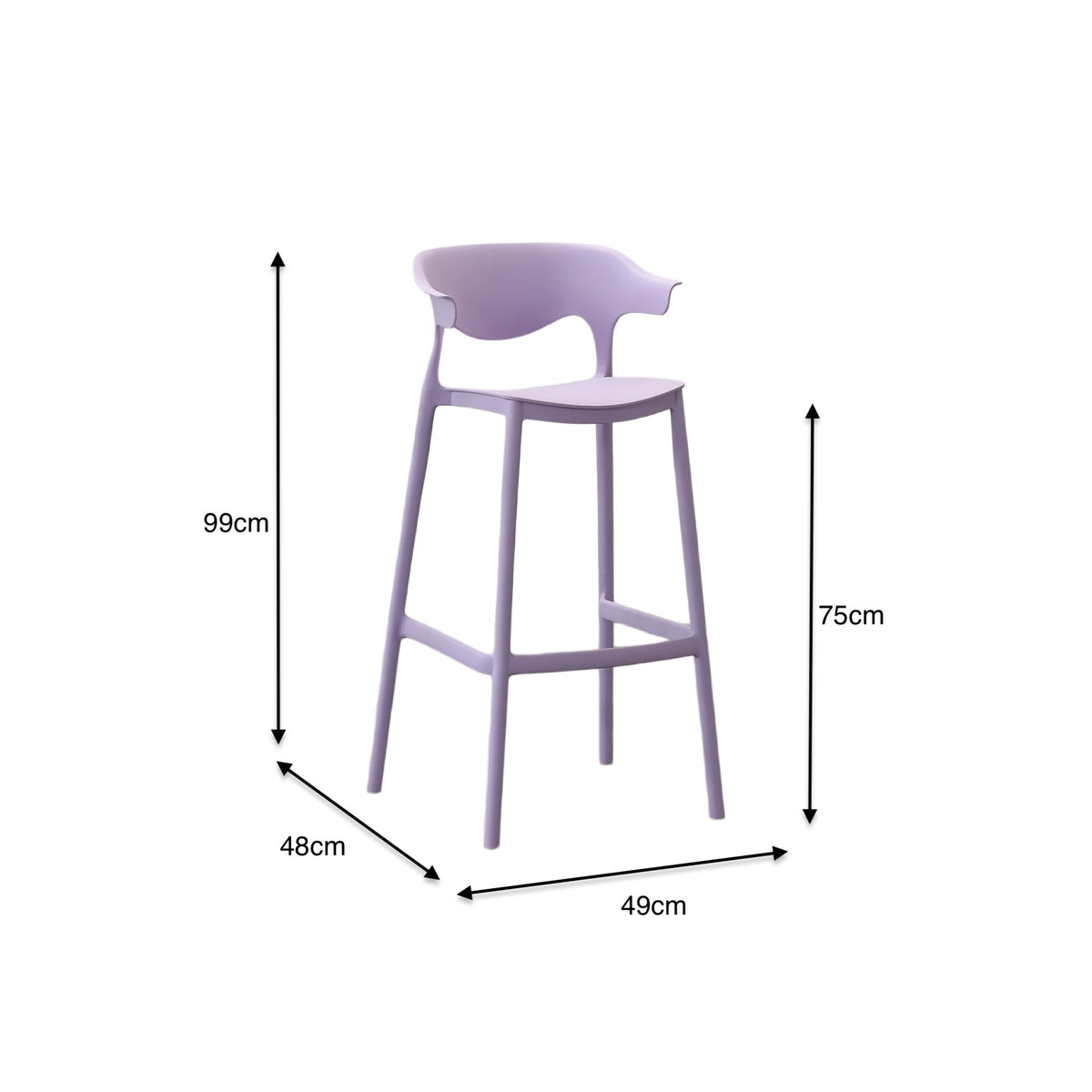Set de 4 Sillas para Bar Elena, Color Lila, Diseño Moderno