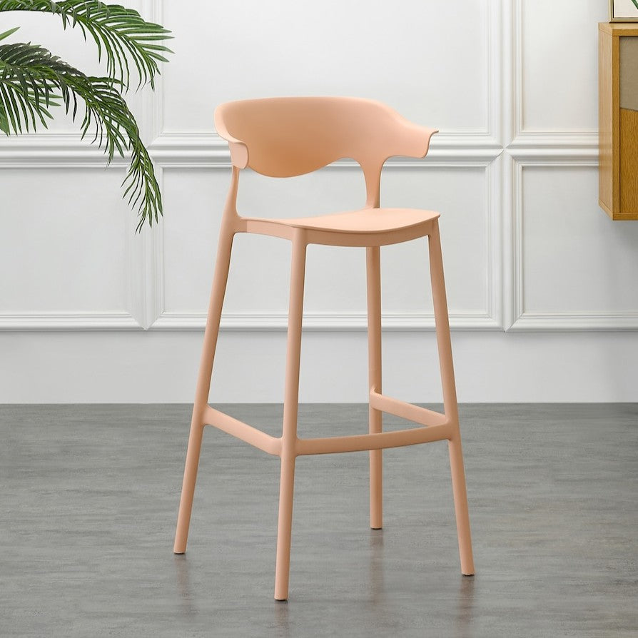 Set de 4 Sillas para Bar Elena, Color Mandarina, Diseño Moderno