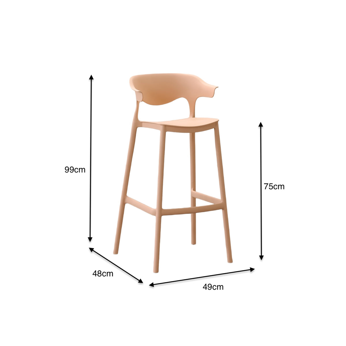 Silla para Bar Elena, Color Mandarina, Diseño Moderno