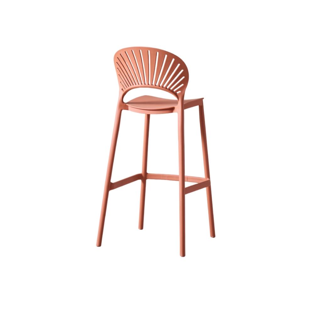 Silla para Bar Paraiso, Color Terracota, Diseño moderno X2