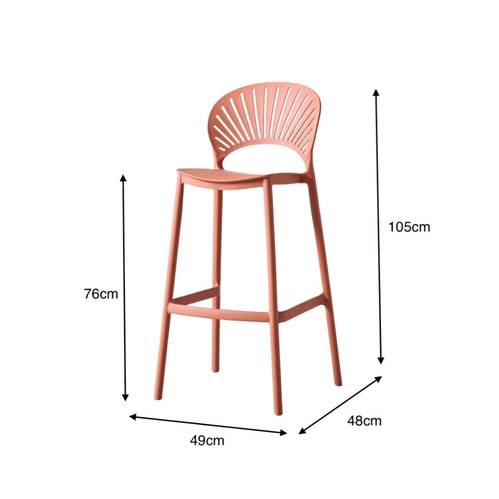 Silla para Bar Paraiso, Color Terracota, Diseño moderno X2