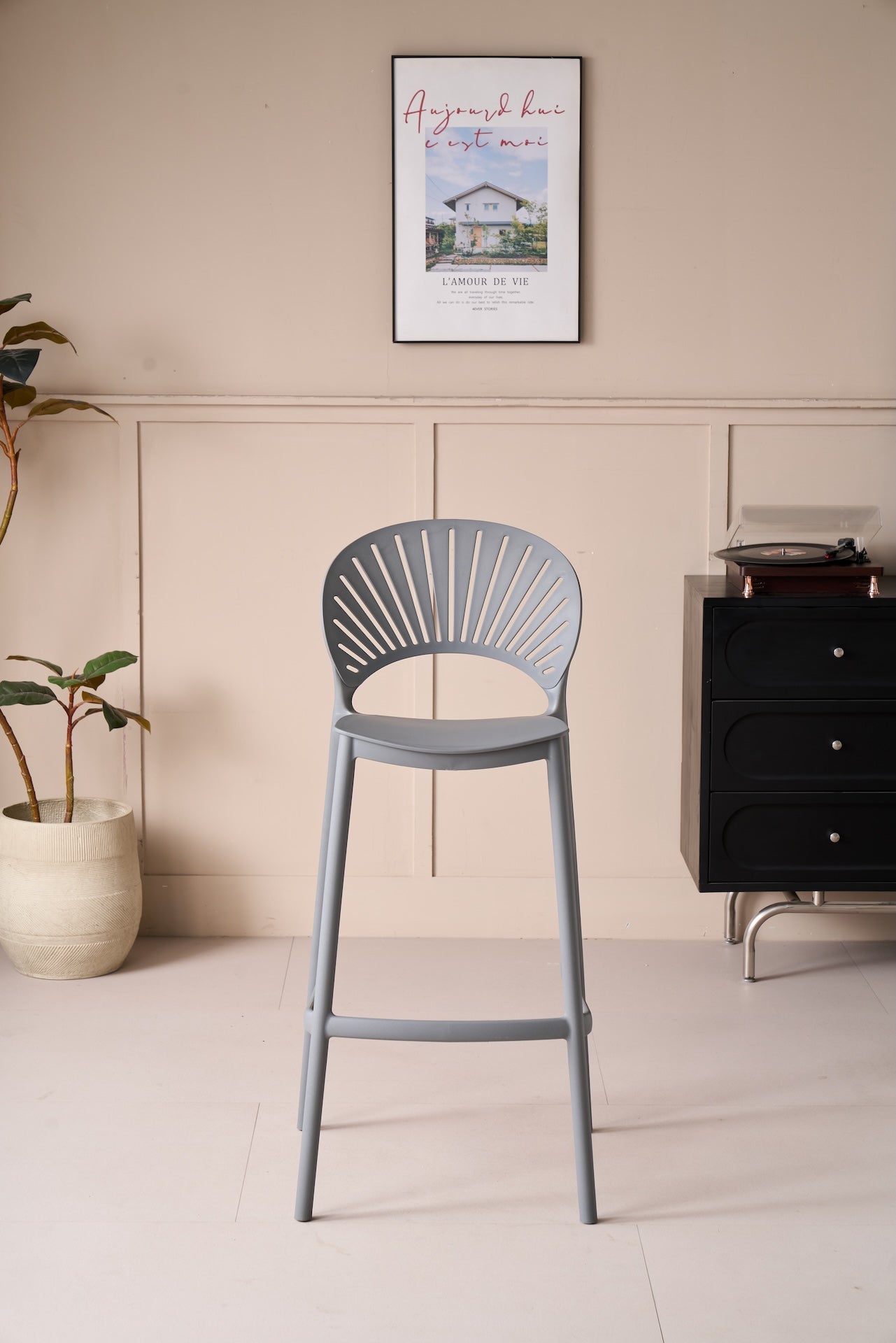 Silla para Bar Paraíso, Color Gris Oscuro, Diseño Moderno