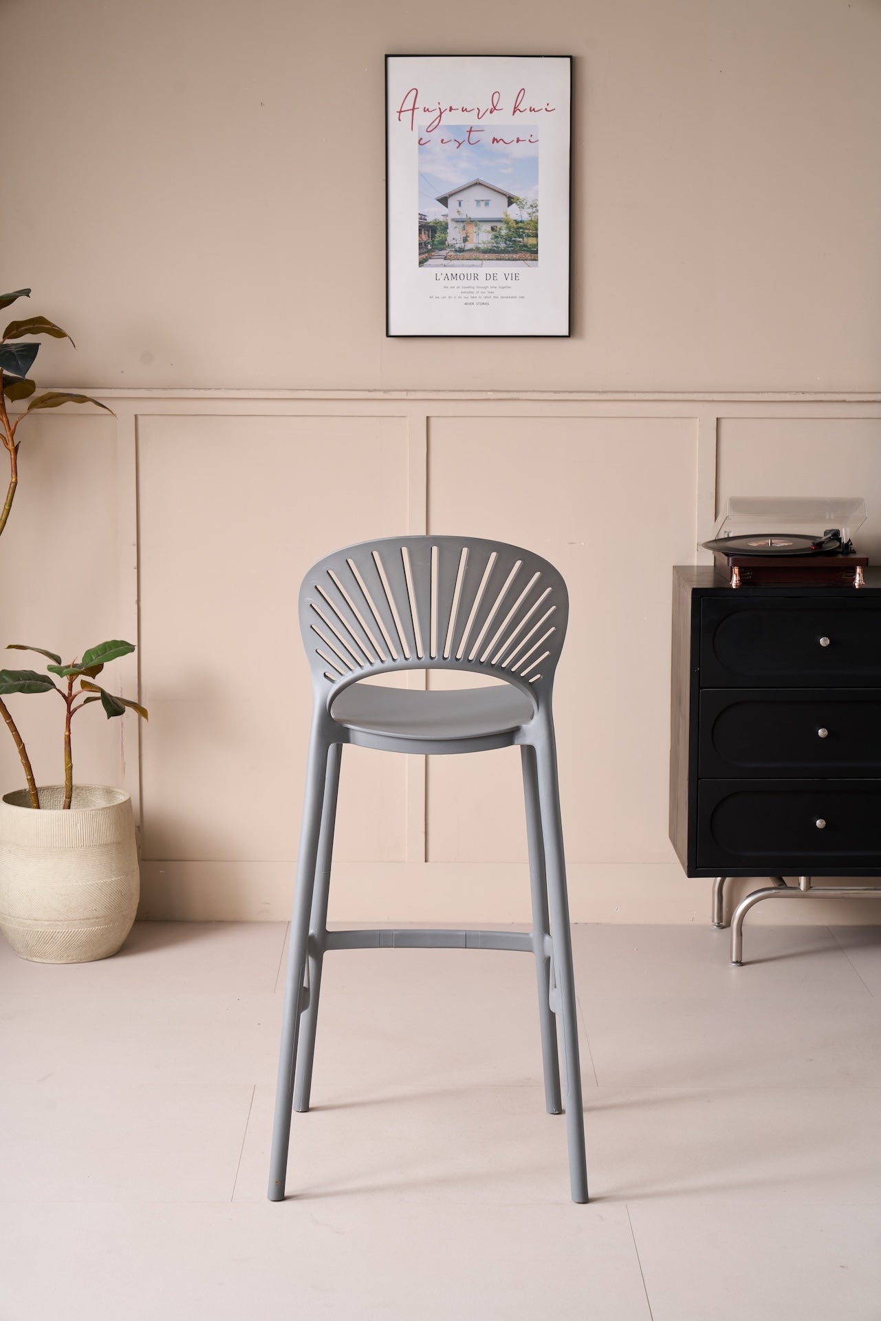 Silla para Bar Paraíso, Color Gris Oscuro, Diseño Moderno