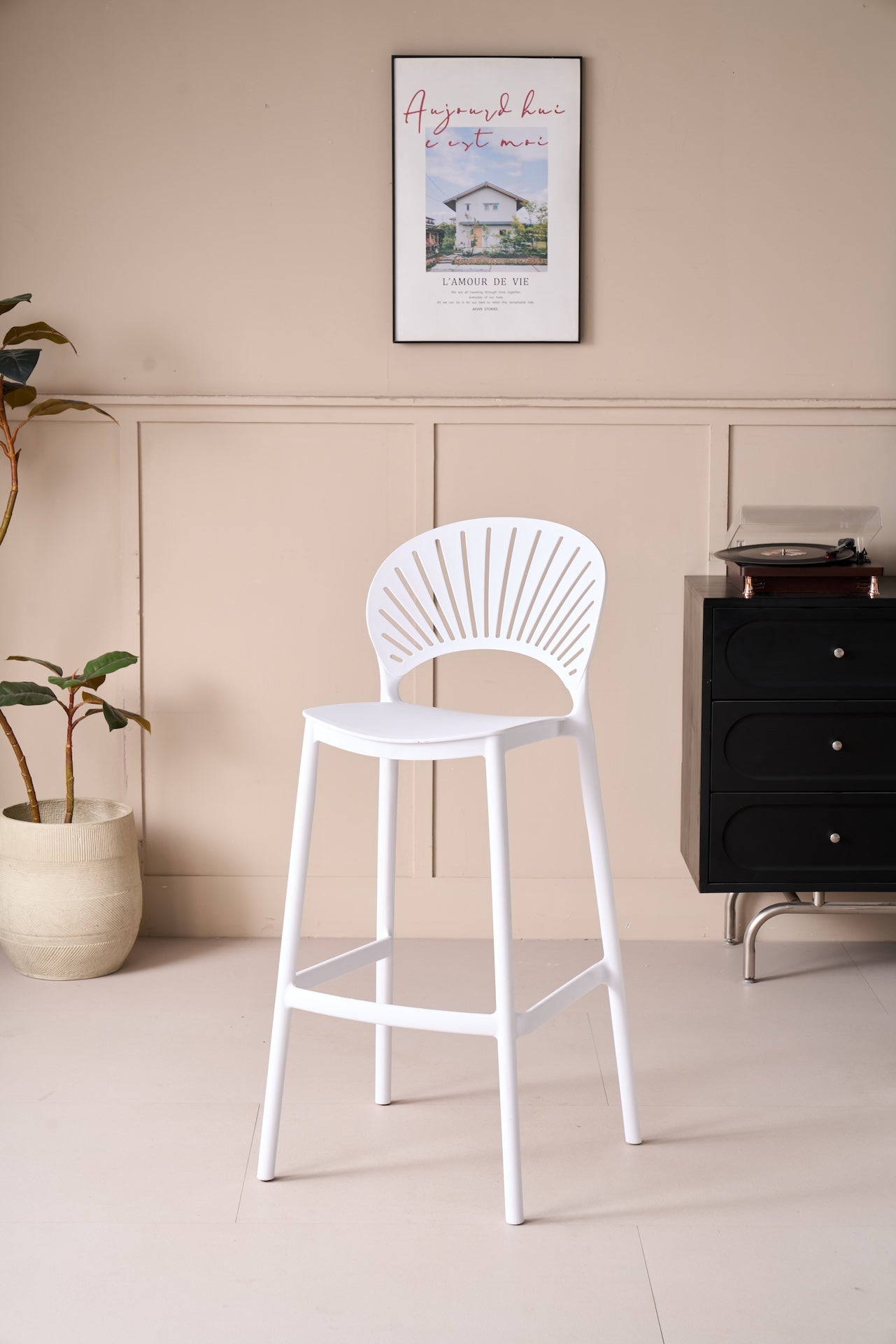 Silla para Bar Paraiso, Color Blanco, Diseño moderno