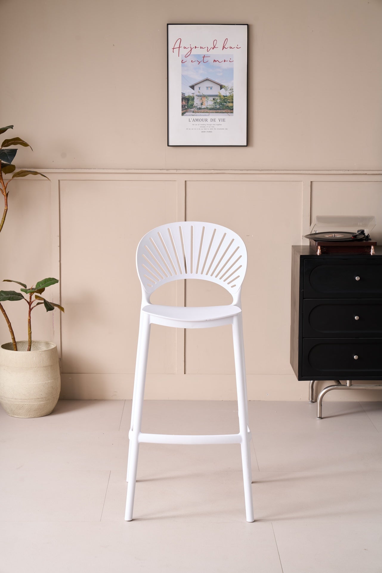 Silla para Bar Paraiso, Color Blanco, Diseño moderno