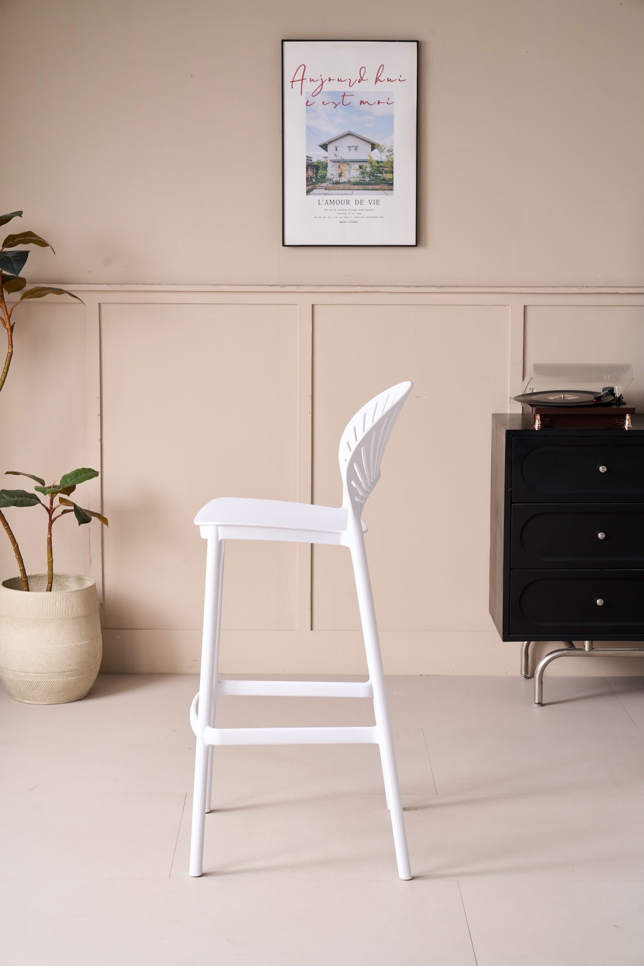 Silla para Bar Paraiso, Color Blanco, Diseño moderno X2