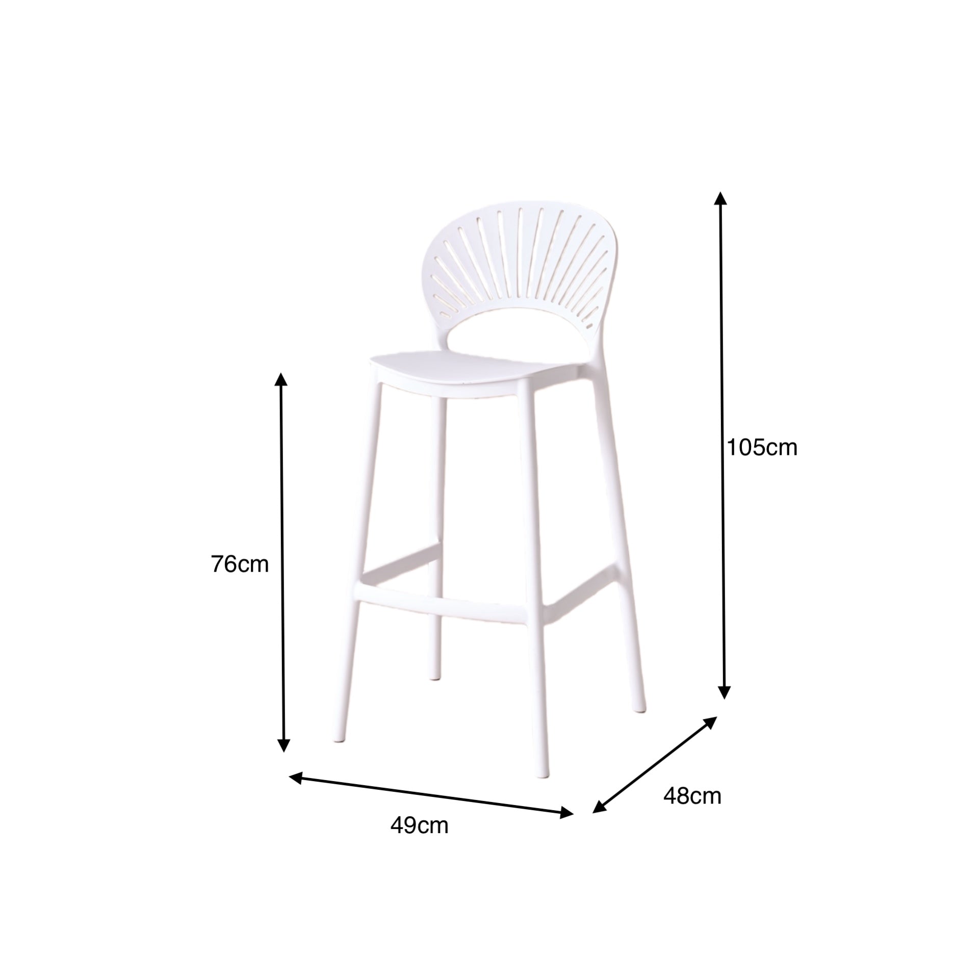 Silla para Bar Paraiso, Color Blanco, Diseño moderno X2