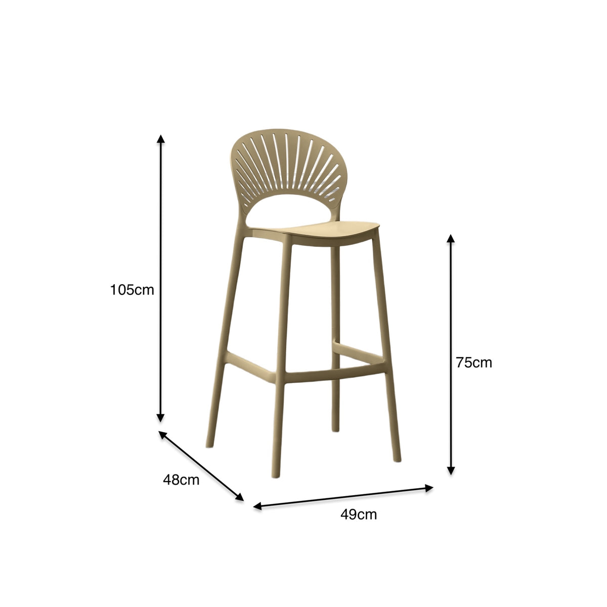 Silla para Bar Paraíso, Color Khaki, Diseño Moderno