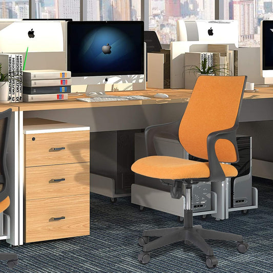 Silla de escritorio de oficina con respaldo medio ajustable en altura con...