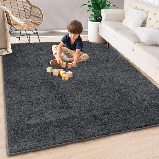 Fashionwu Alfombras grises para dormitorio, alfombra lanuda de piel esponjosa,...