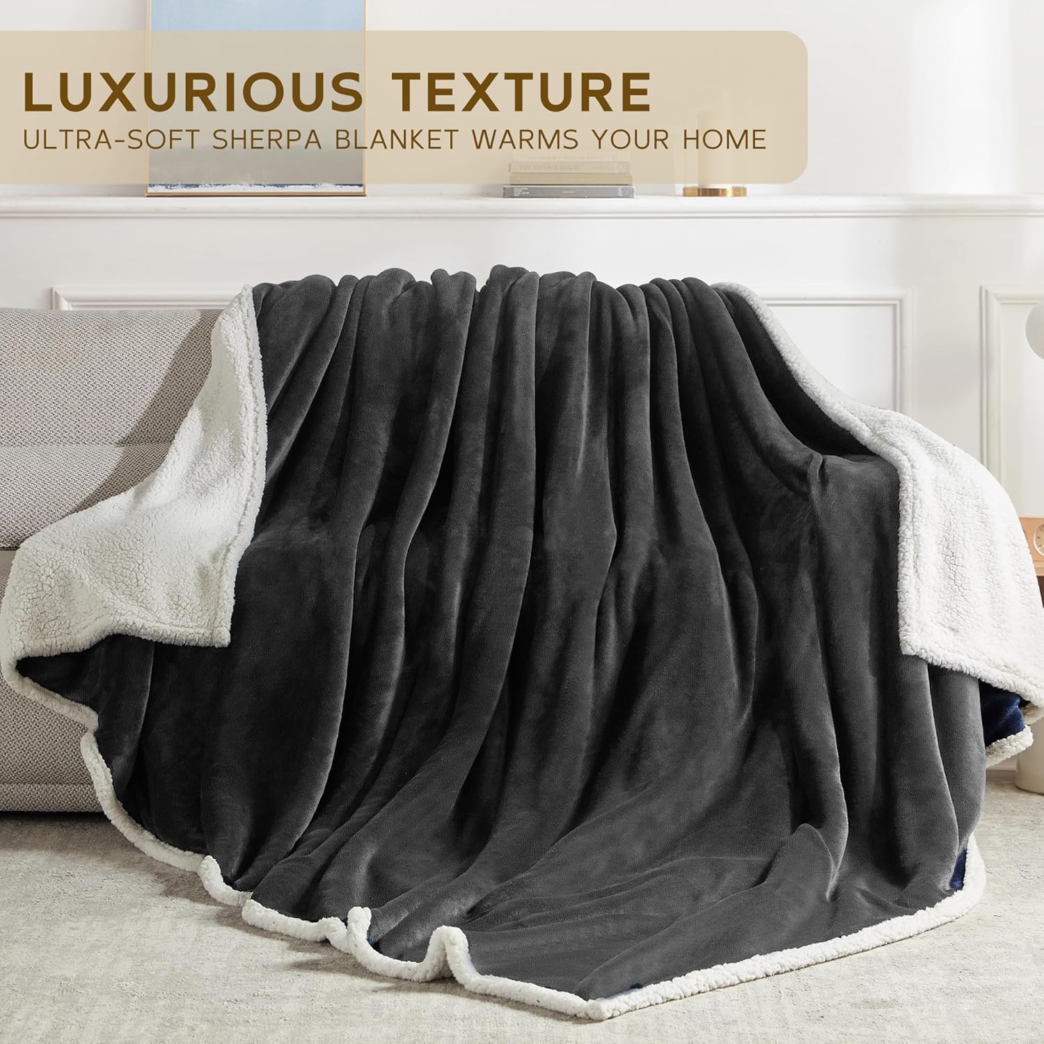 Beautex Sherpa - Mantas de tejido polar color liso
