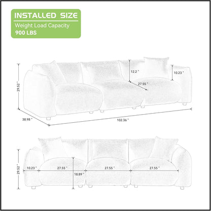 Sofá moderno de 109.84 pulgadas, sofá de 3 plazas para sala de estar, sofá de...