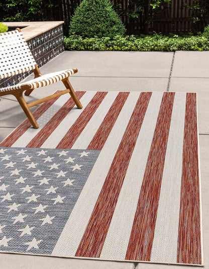 Rugs.com Jill Zarin Outdoor Collection Alfombra de tejido plano rojo de 2 pies