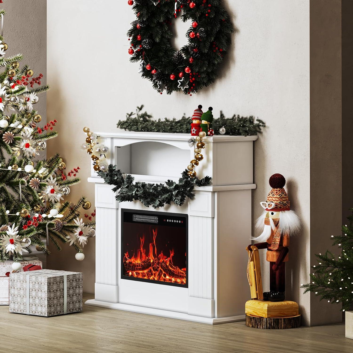 Chimenea eléctrica de 43 pulgadas con chimenea, inserto de chimenea eléctrica