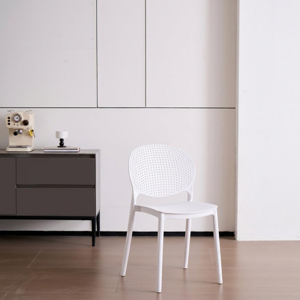 Silla Florida, Color Blanco, con Espaldar y Diseño Moderno