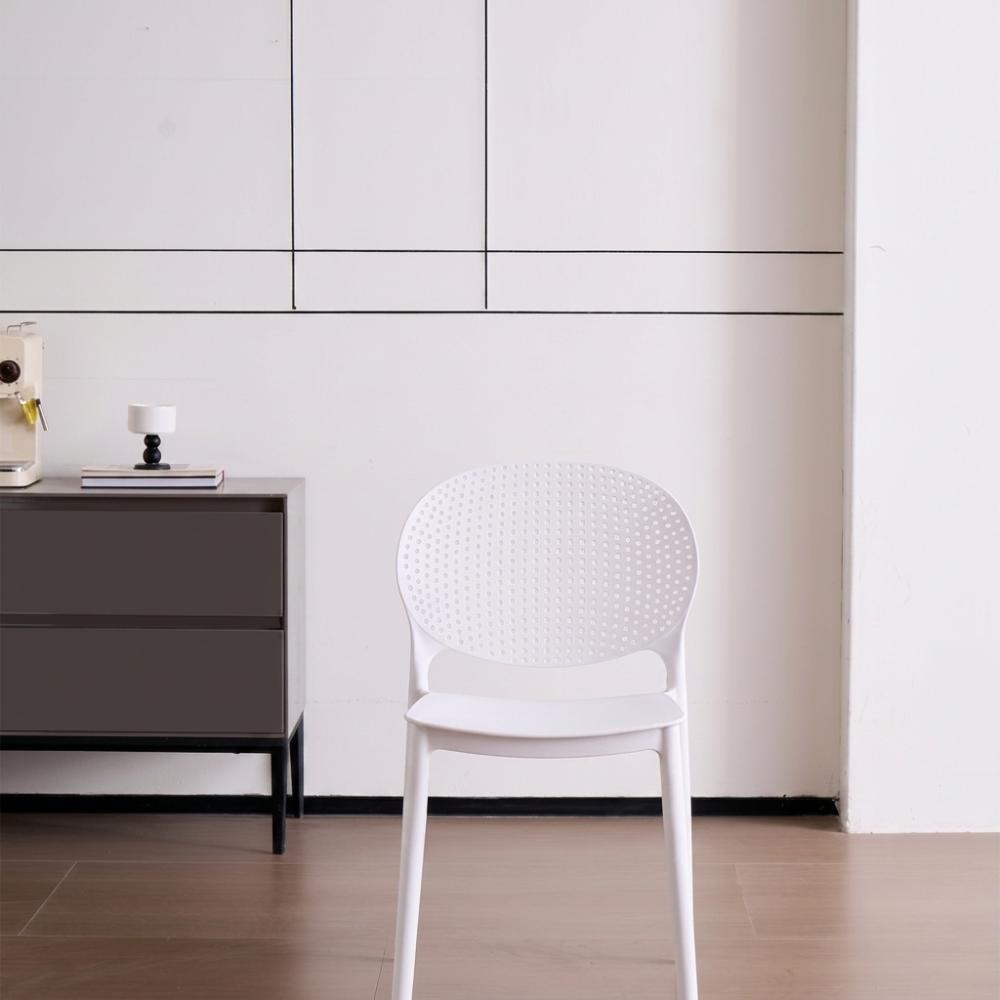 Silla Florida, Color Blanco, con Espaldar y Diseño Moderno