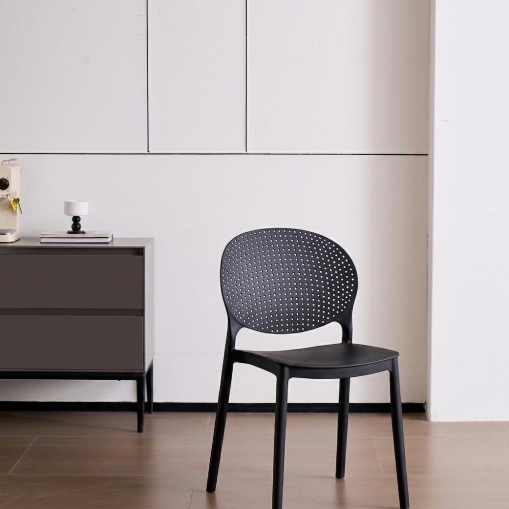 Set de 2 Sillas Florida, Color Negro, con Espaldar y Diseño Moderno