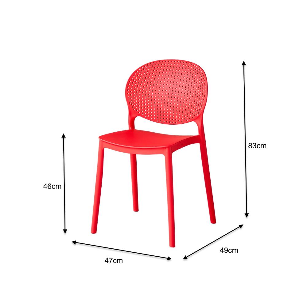 Set de 4 Sillas Florida, Color Rojo, con Espaldar y Diseño Moderno