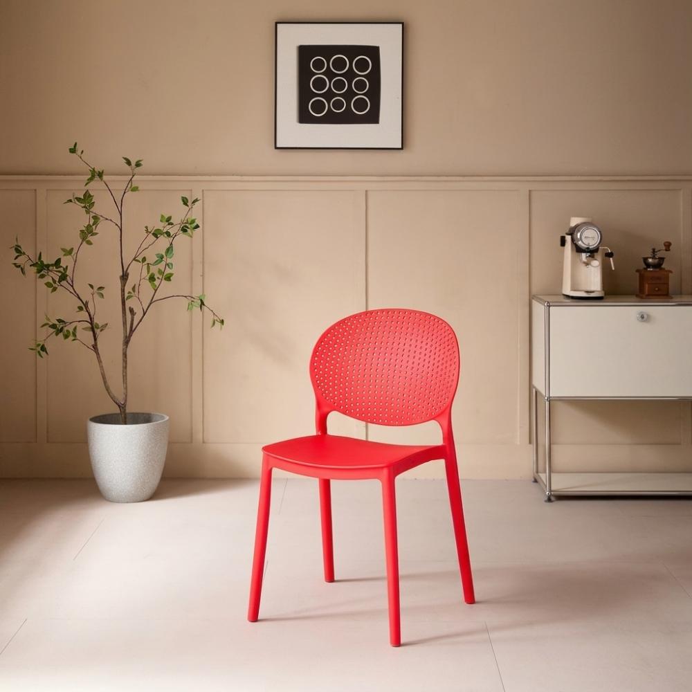 Set de 4 Sillas Florida, Color Rojo, con Espaldar y Diseño Moderno
