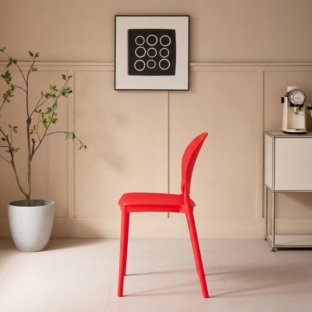 Set de 2 Sillas Florida, Color Rojo, con Espaldar y Diseño Moderno