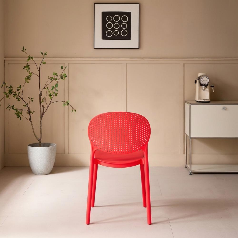 Set de 2 Sillas Florida, Color Rojo, con Espaldar y Diseño Moderno