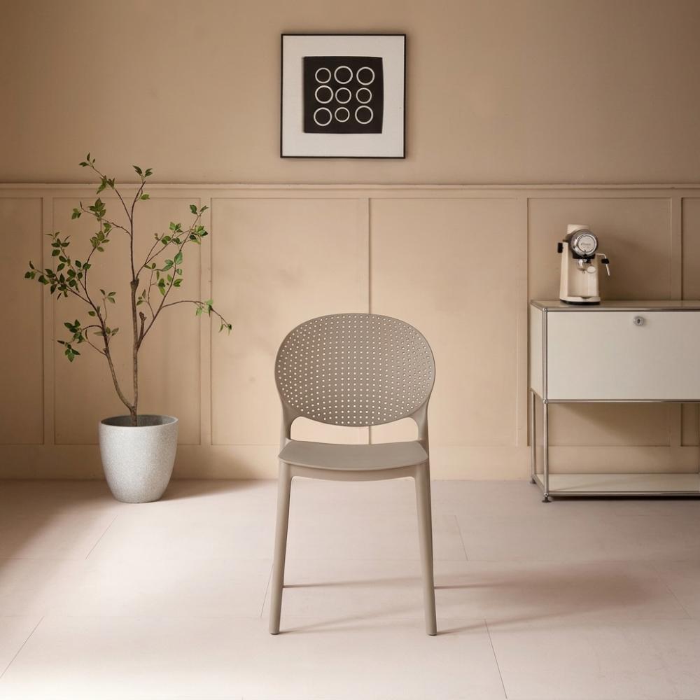 Set de 4 Sillas Florida, Color Taupe, con Espaldar y Diseño Moderno