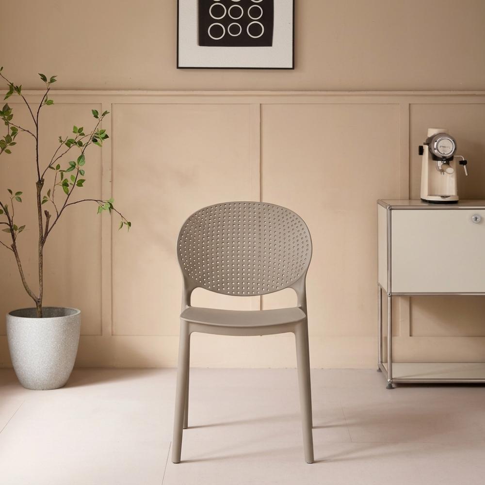 Set de 4 Sillas Florida, Color Taupe, con Espaldar y Diseño Moderno