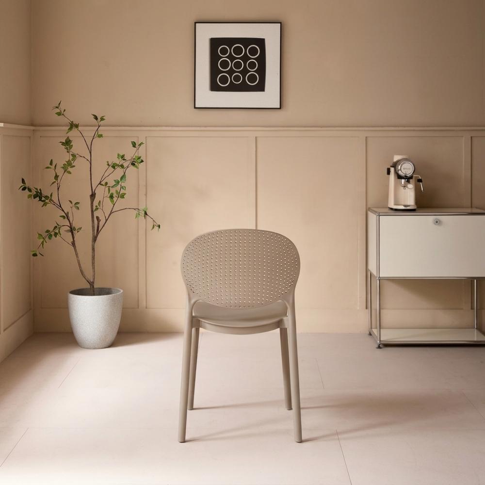 Set de 4 Sillas Florida, Color Taupe, con Espaldar y Diseño Moderno