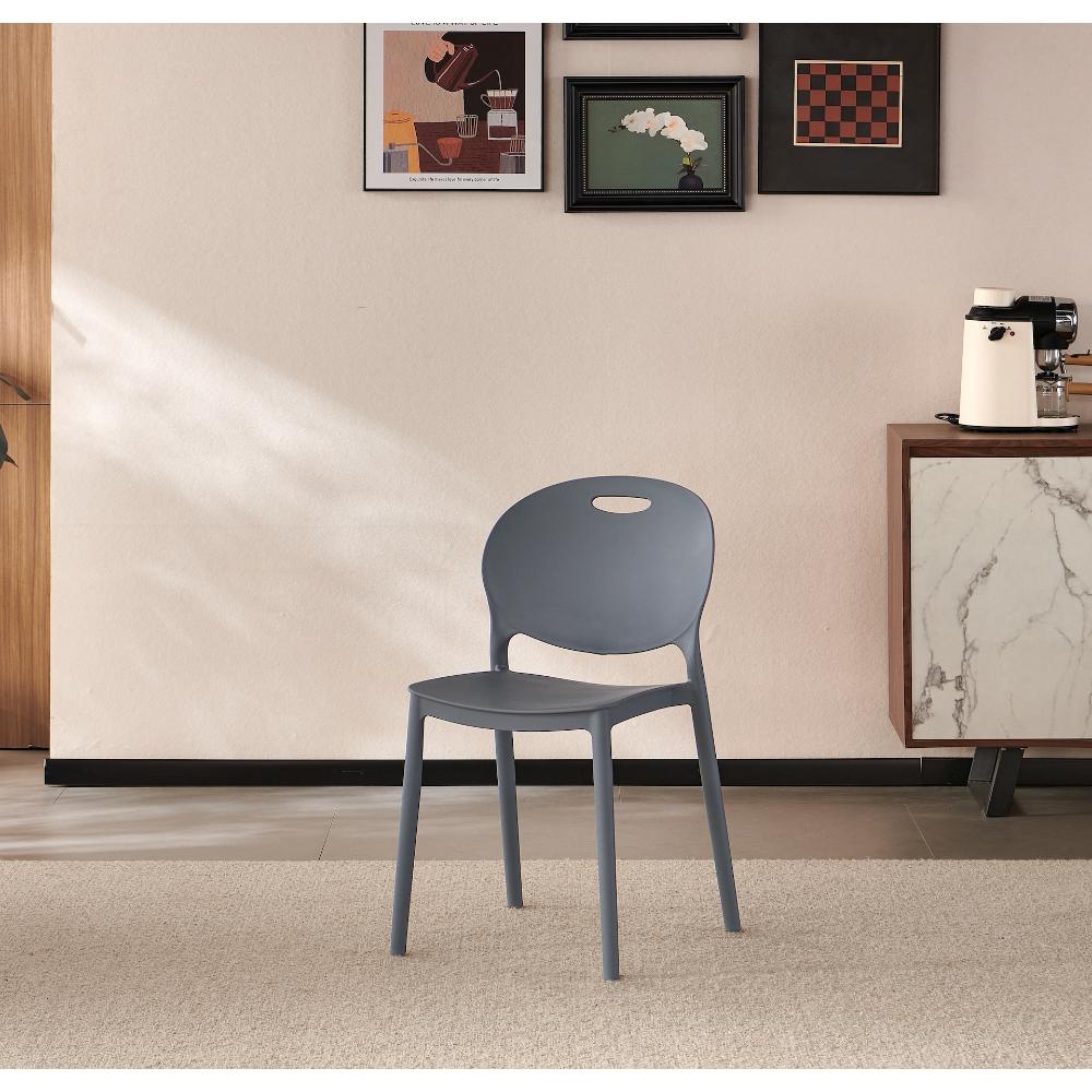 Silla Queens, Gris Oscuro, Con espaldar redondo y diseño minimalista