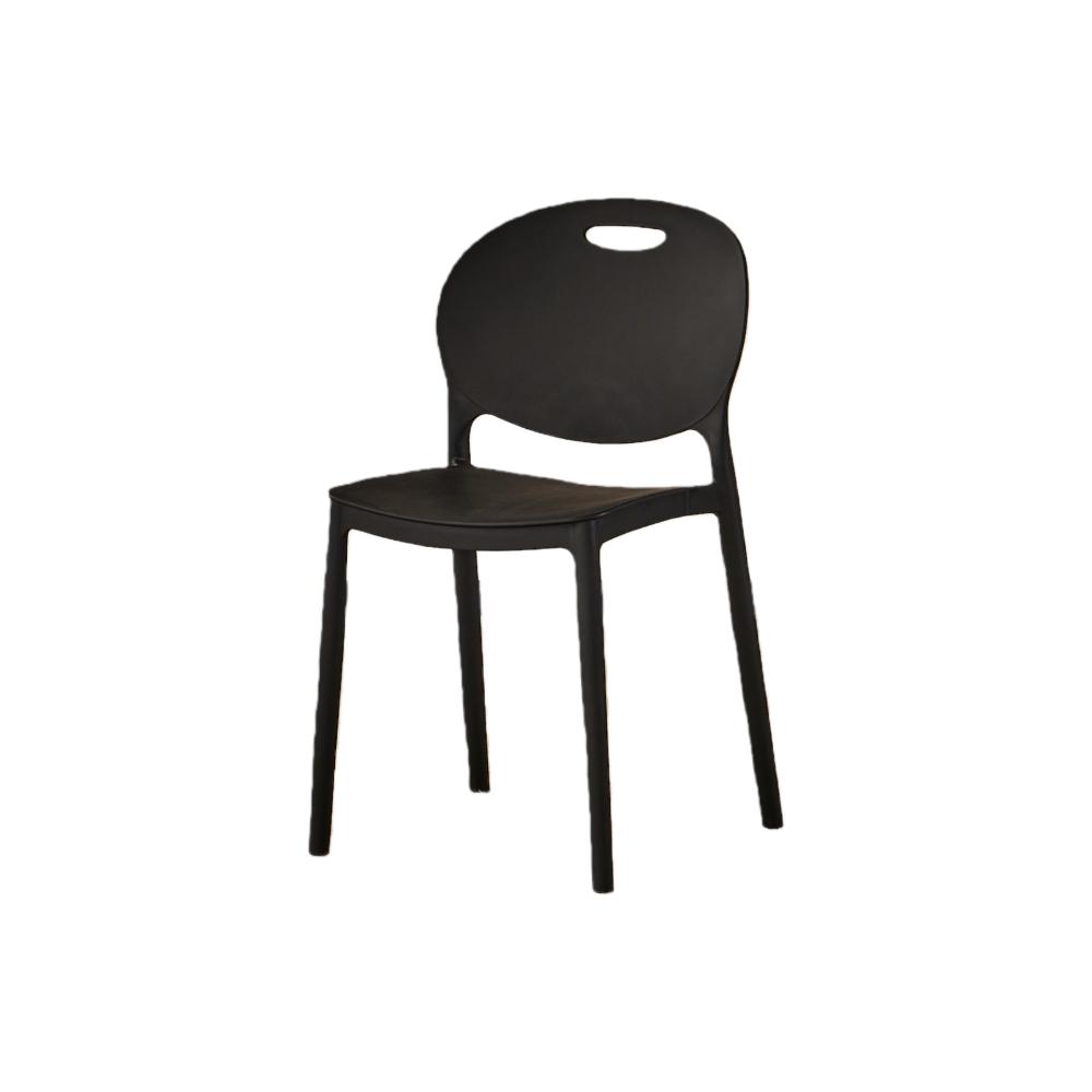 Silla Queens, Negro, Con espaldar redondo y diseño minimalista