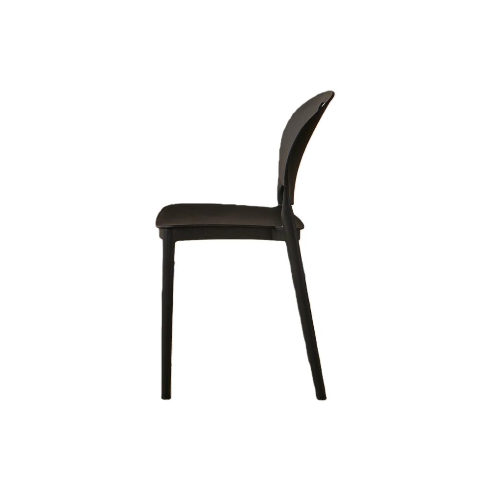 Silla Queens, Negro, Con espaldar redondo y diseño minimalista