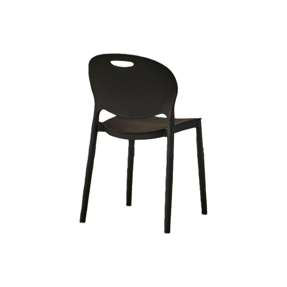 Silla Queens, Negro, Con espaldar redondo y diseño minimalista