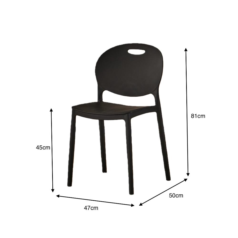 Silla Queens, Negro, Con espaldar redondo y diseño minimalista