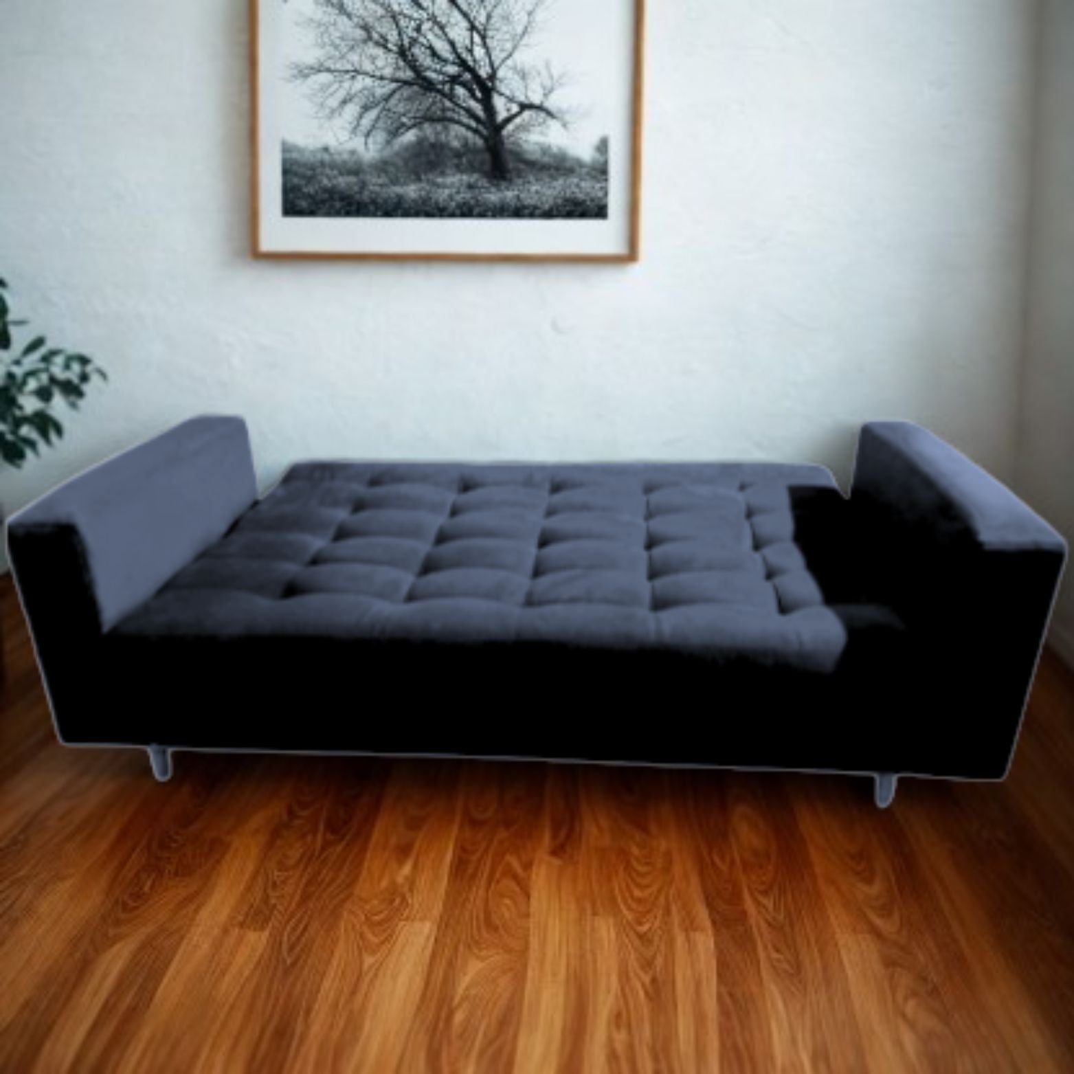 Sofacama Munich 3 Puetos Con Brazos 200x100x30 Negro