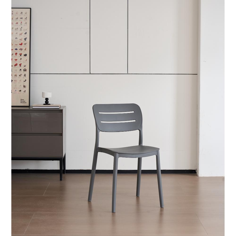 Silla Harriman, Gris Oscuro, Con medio espaldar y diseño minimalista