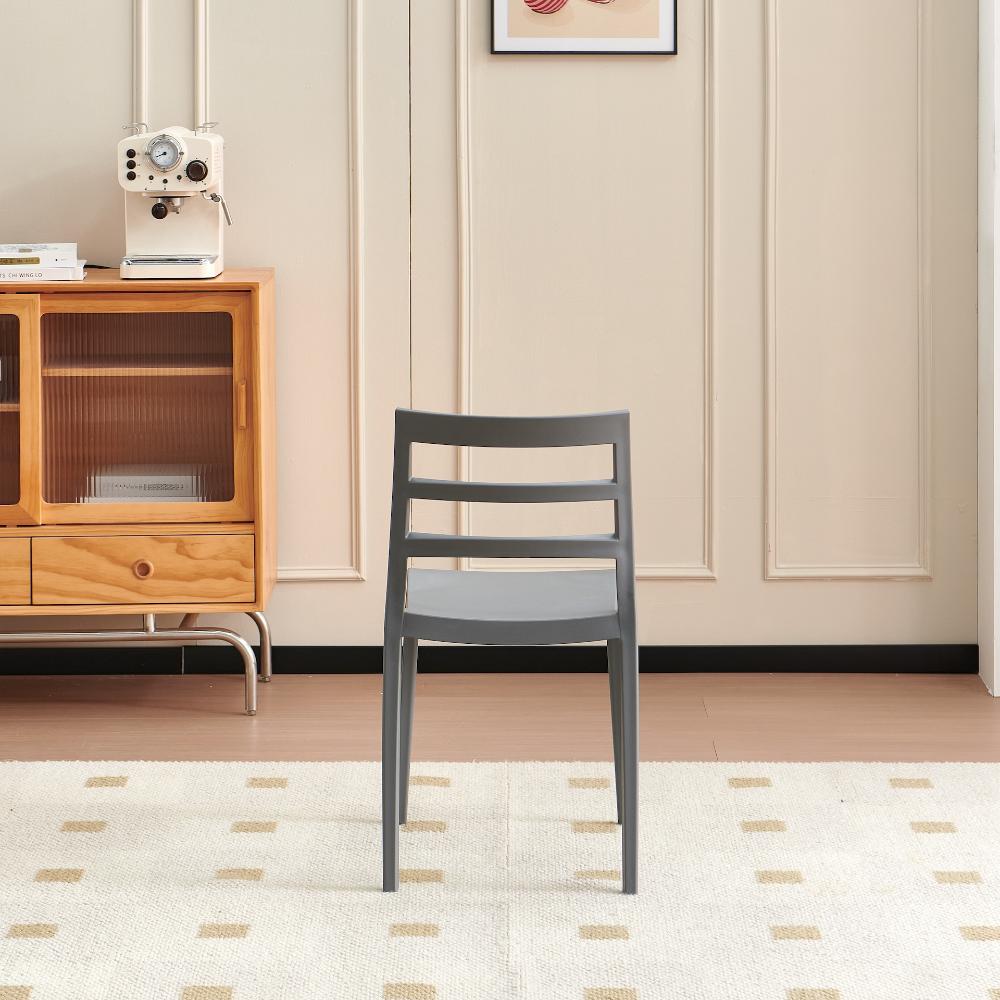 Silla New York, Gris Oscuro, Con espaldar en líneas y diseño minimalista