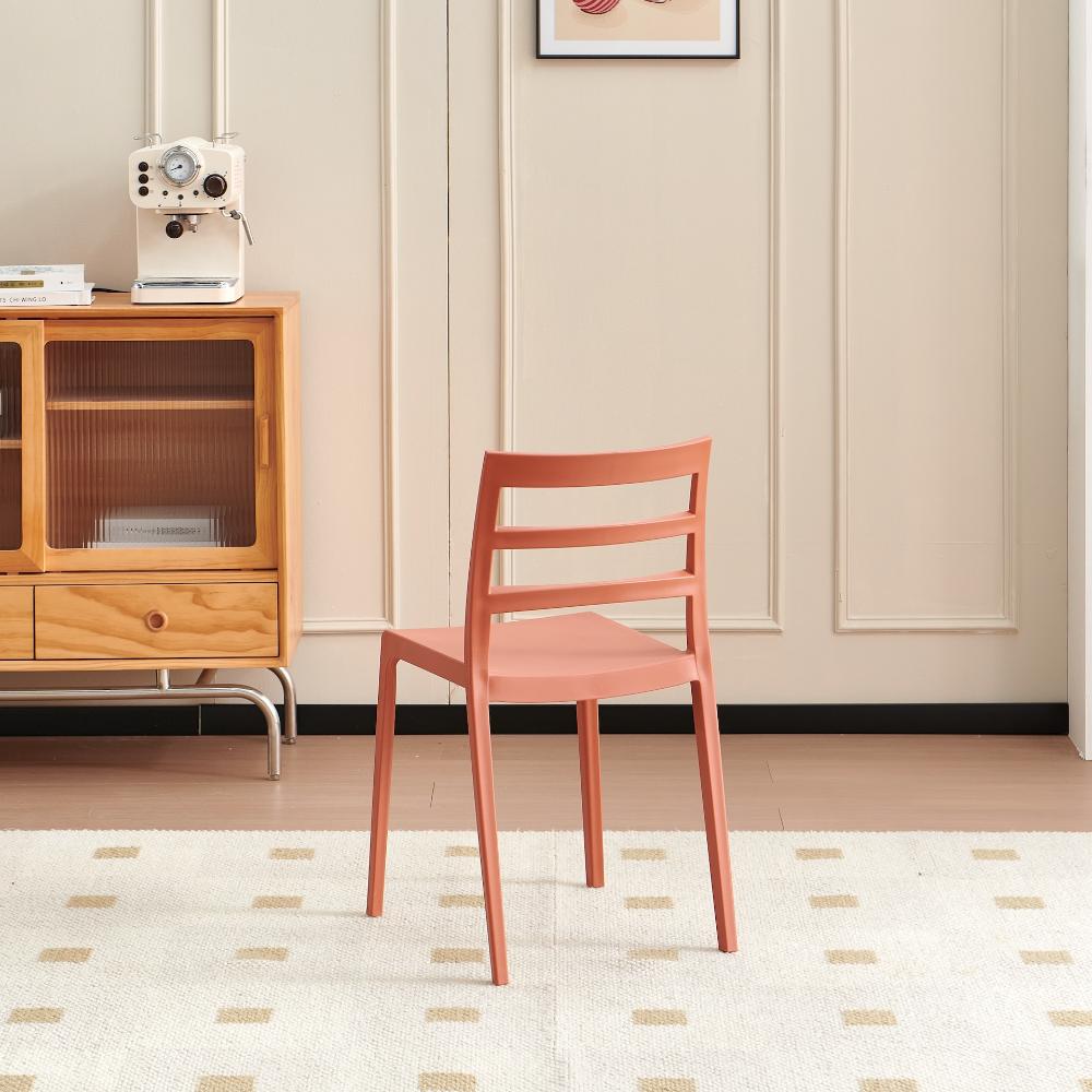 Silla New York, Terracota, con Espaldar en Líneas y Diseño Minimalista