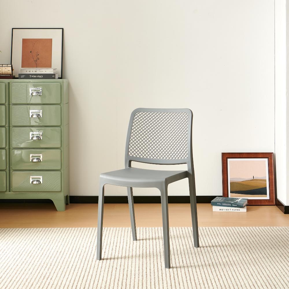 Silla Manhattan, Gris Oscuro, Con espaldar en rejilla y diseño minimalista