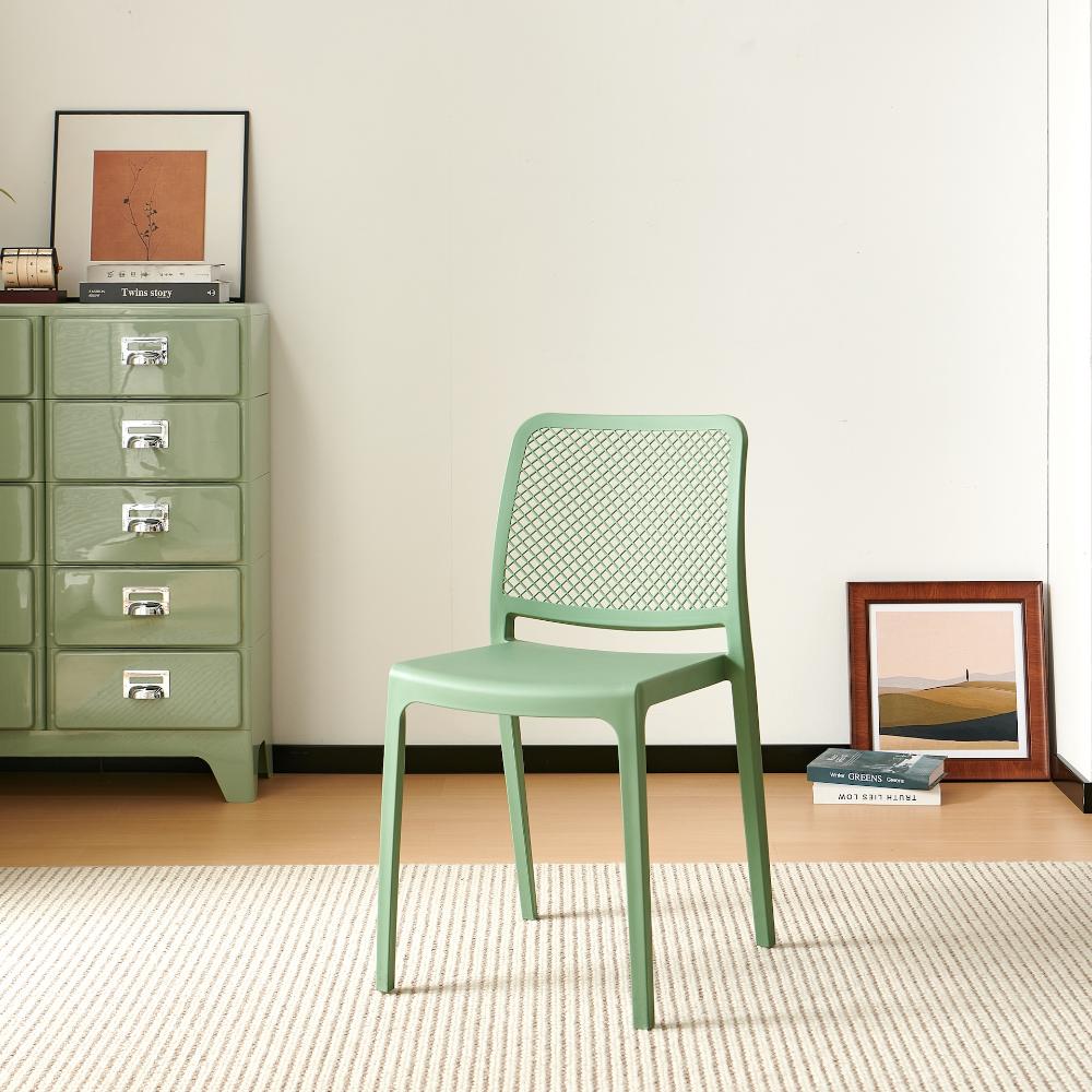 Set de 2 Sillas Manhattan, Verde, con Espaldar en Rejilla y Diseño Minimalista