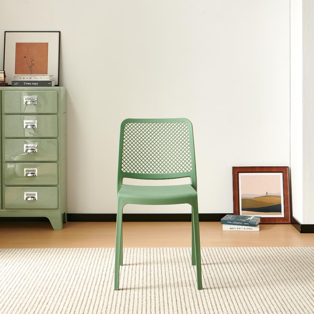 Set de 2 Sillas Manhattan, Verde, con Espaldar en Rejilla y Diseño Minimalista