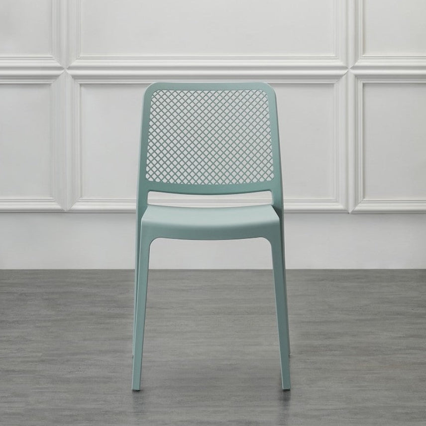 Silla Manhattan, Azul Claro, con Espaldar en Rejilla y Diseño Minimalista