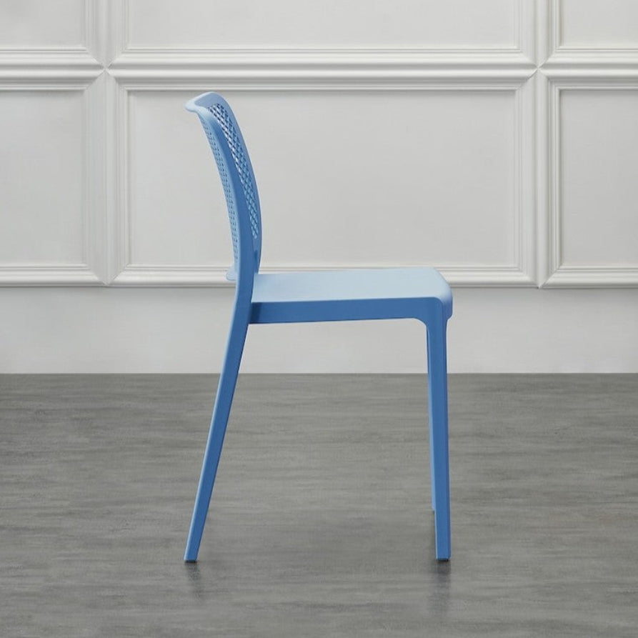 Set de 2 Sillas Manhattan, Azul Oceano, con Espaldar en Rejilla y Diseño Minimalista