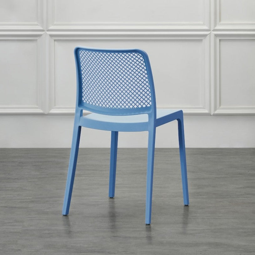 Silla Manhattan, Azul Oceano, con Espaldar en Rejilla y Diseño Minimalista