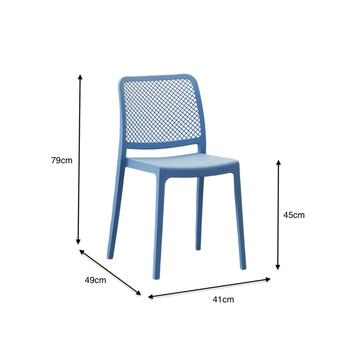 Silla Manhattan, Azul Oceano, con Espaldar en Rejilla y Diseño Minimalista