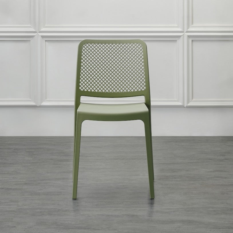 Set de 2 Sillas Manhattan, Verde, con Espaldar en Rejilla y Diseño Minimalista